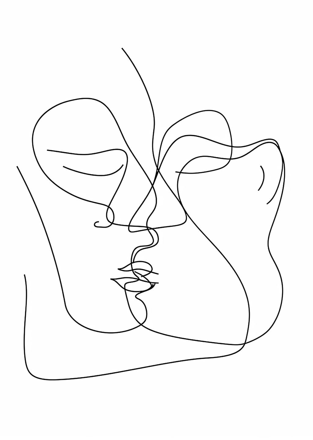 Minimalist Çizim: Yüzlerin Buluşması