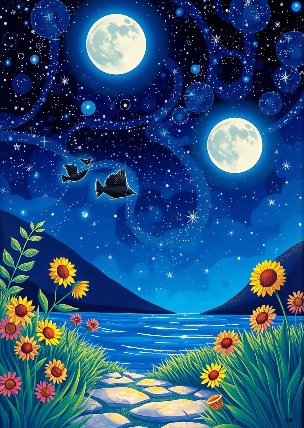 Gece Manzarası: Ay ve Yıldızlar