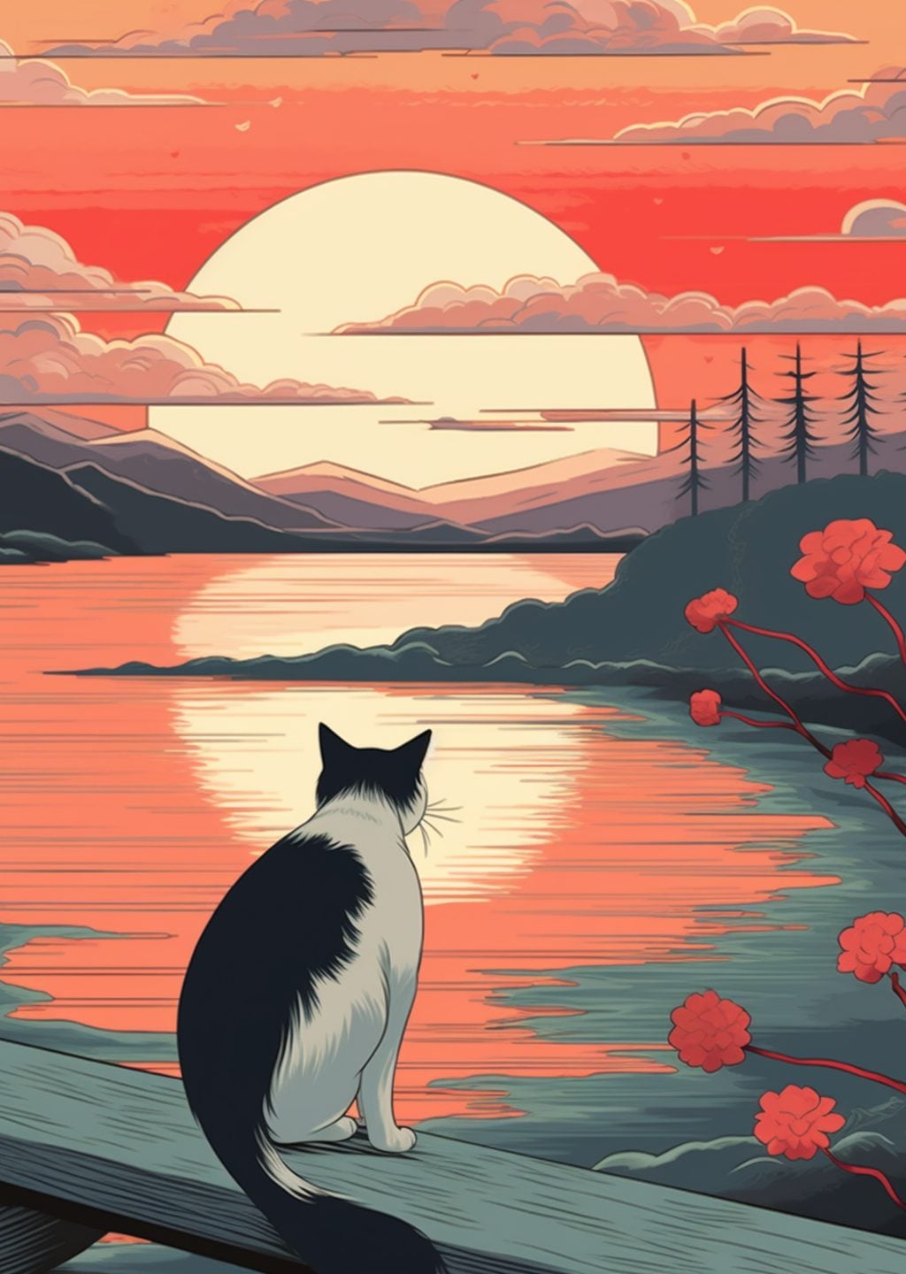 Güneşin Doğuşu: Kedi ve Manzara