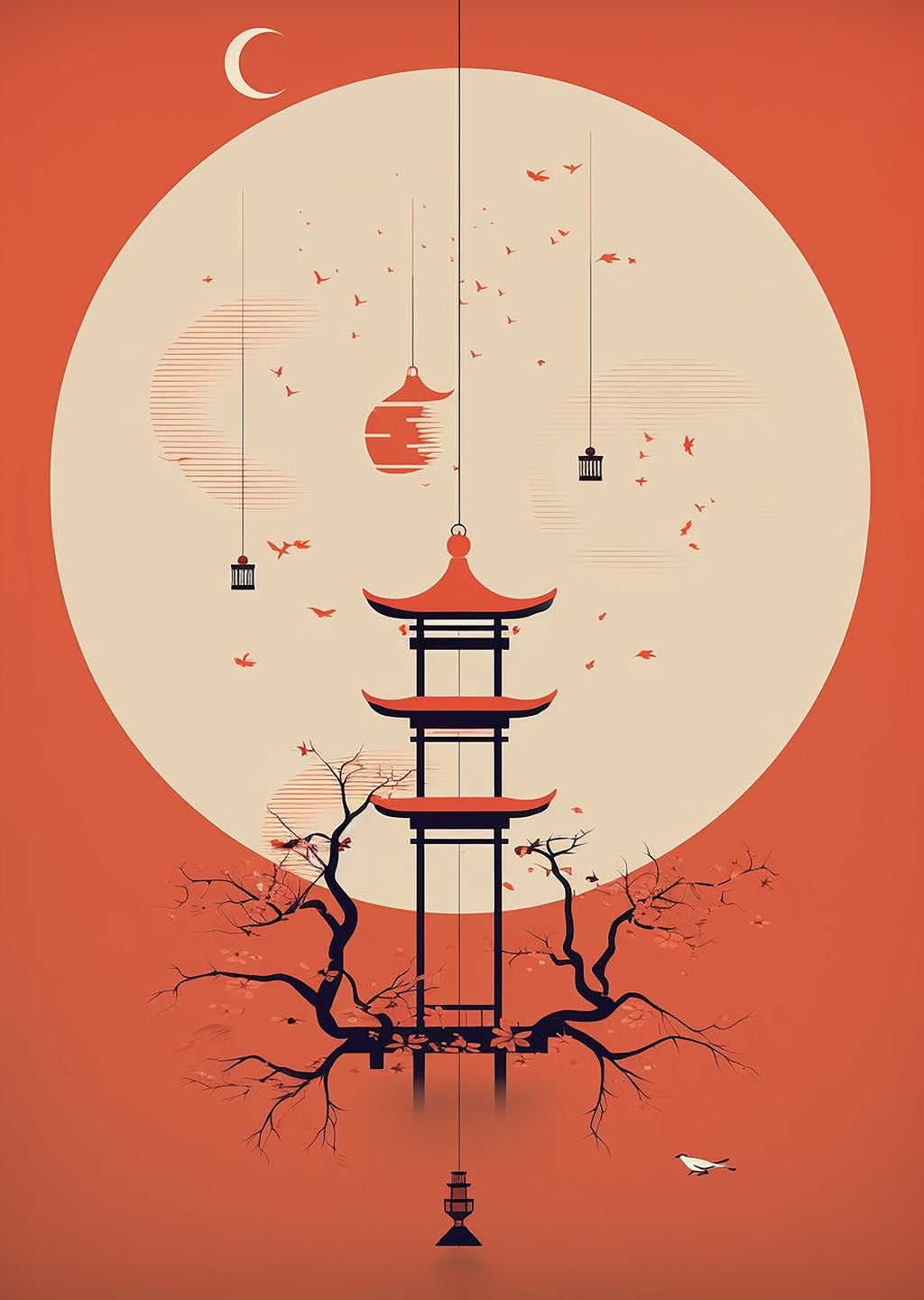 Minimalist Japon Pagodası Sanatı