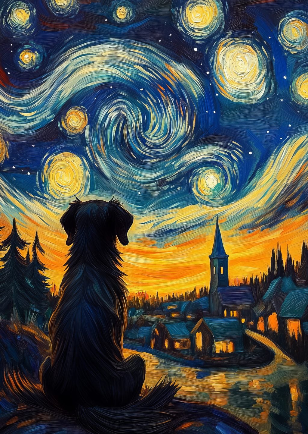 Gece Gökyüzünde Bir Köpek: Yıldızlı Manzara