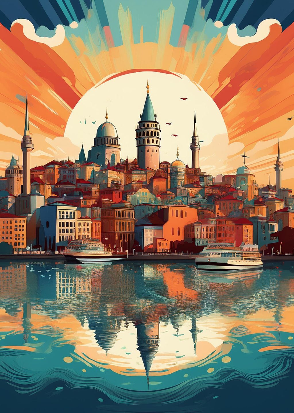 İstanbul Manzarası: Galata Kulesi ve Güneşin Doğuşu