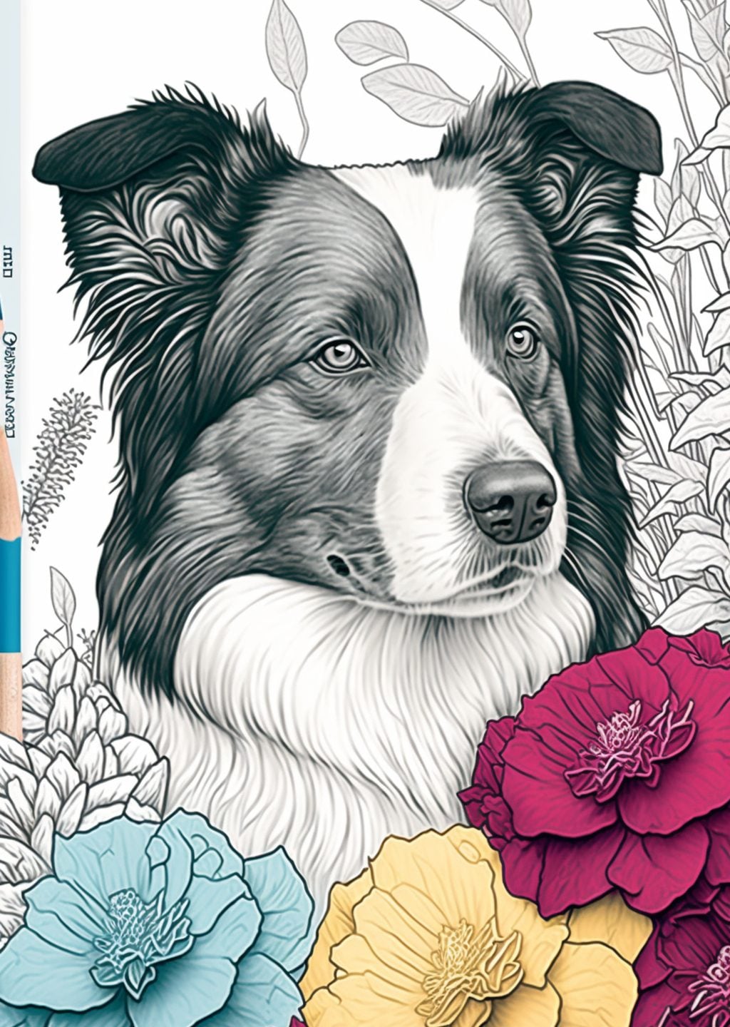 Siyah Beyaz Süslemeli Border Collie Portresi