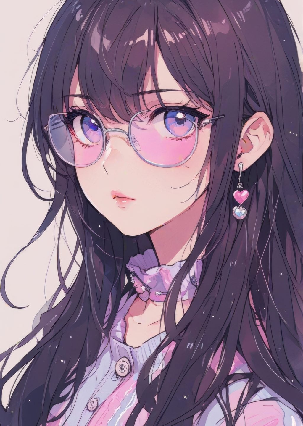 Kawaii Gözlüklü Anime Kız