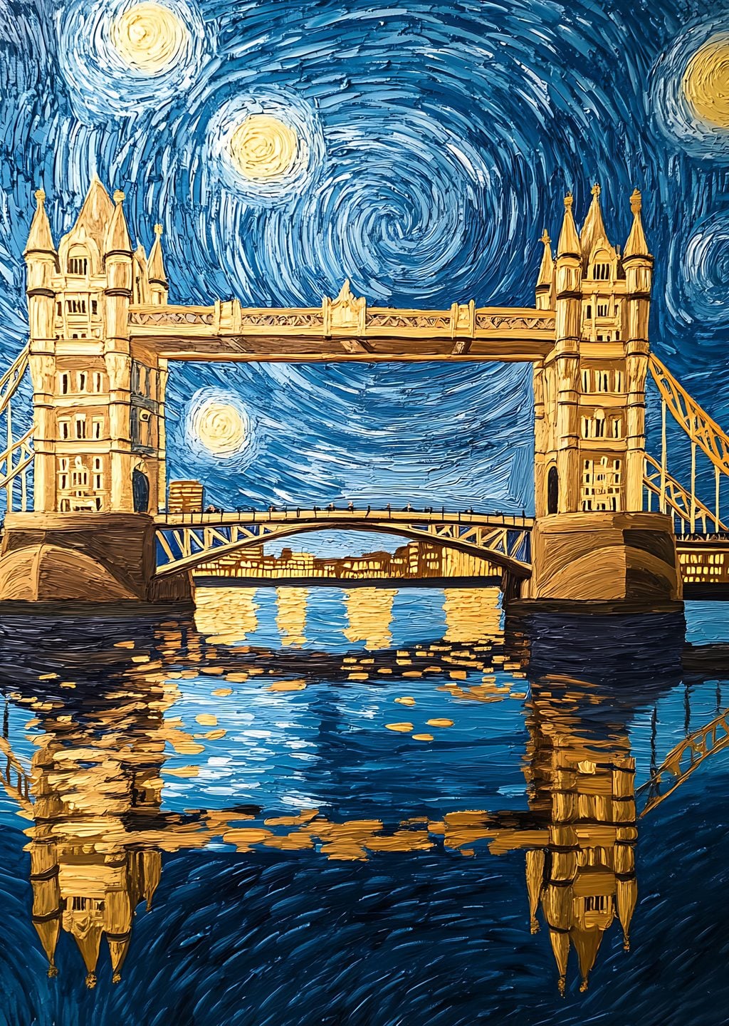 Tower Bridge - Yıldızlı Gece (Van Gogh Tarzı)