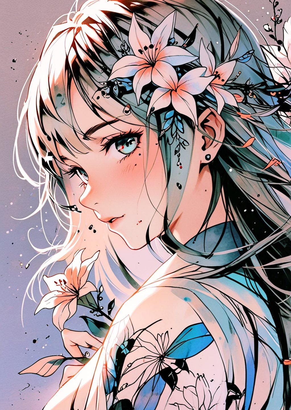 Lily Gözlü Anime Kız Portresi