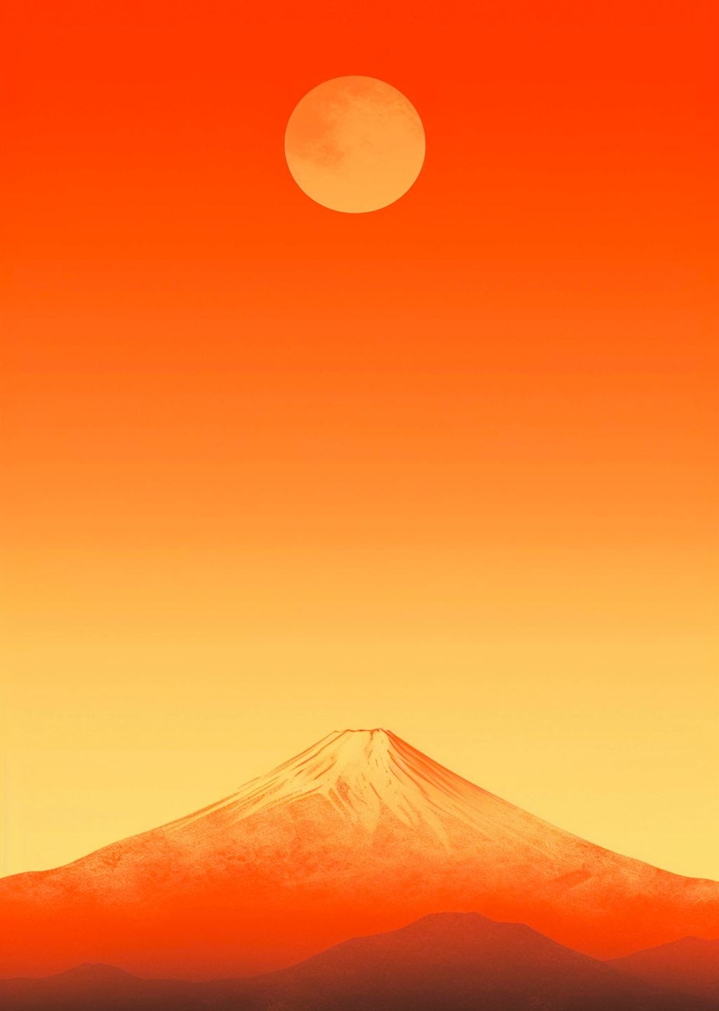 Fuji Dağı ve Kızıl Güneş