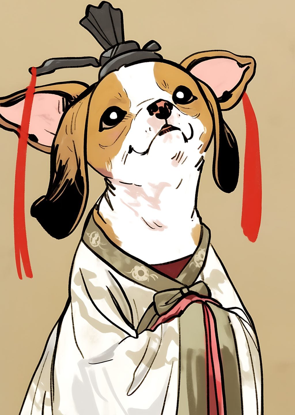 Kıyafetli Köpek: Geleneksel Sanat İllüstrasyonu