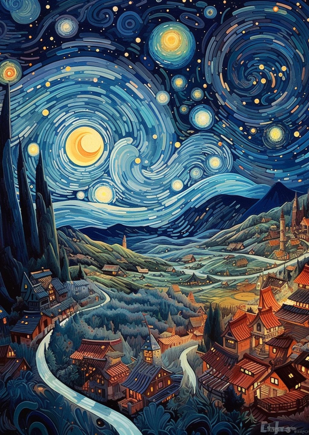 Yıldızlı Gece: Renkli Manzara