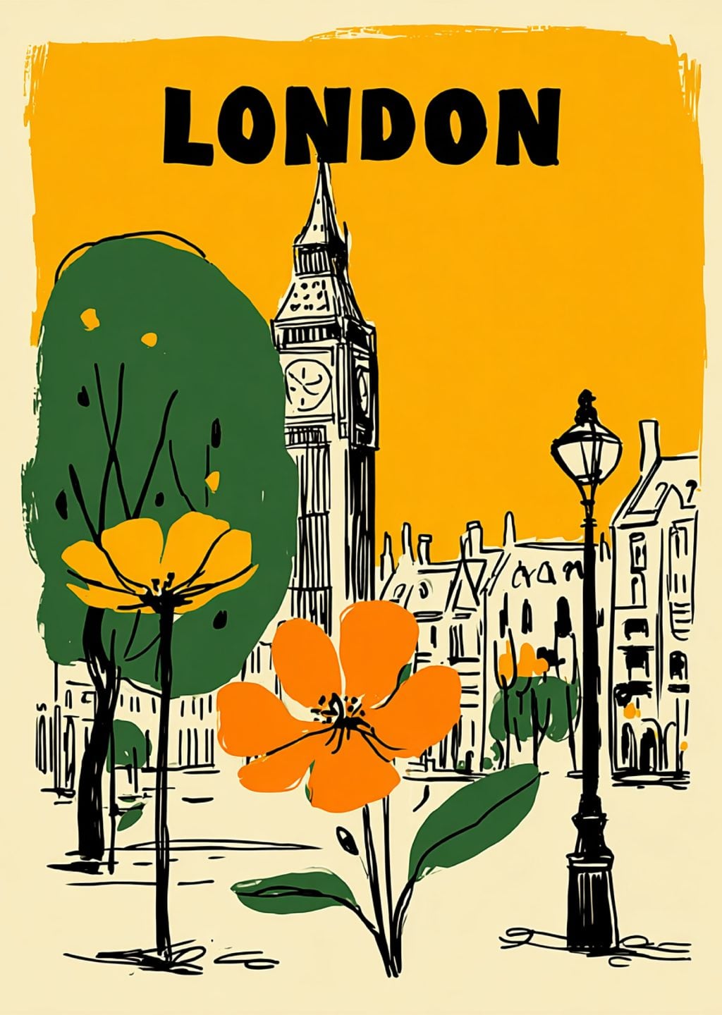 London: Big Ben ve Çiçekler