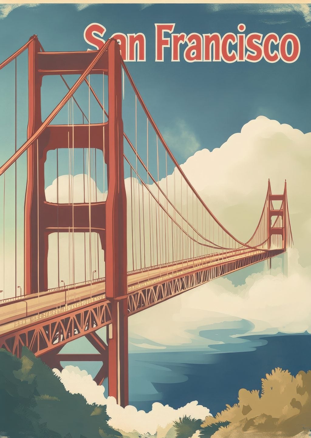 San Francisco: Golden Gate Köprüsü İllüstrasyonu