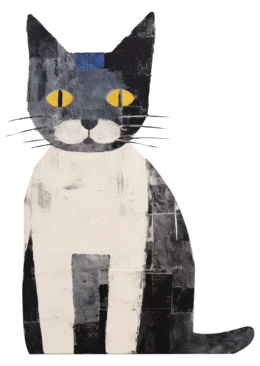 Minimalist Siyah Beyaz Kedi İllüstrasyonu