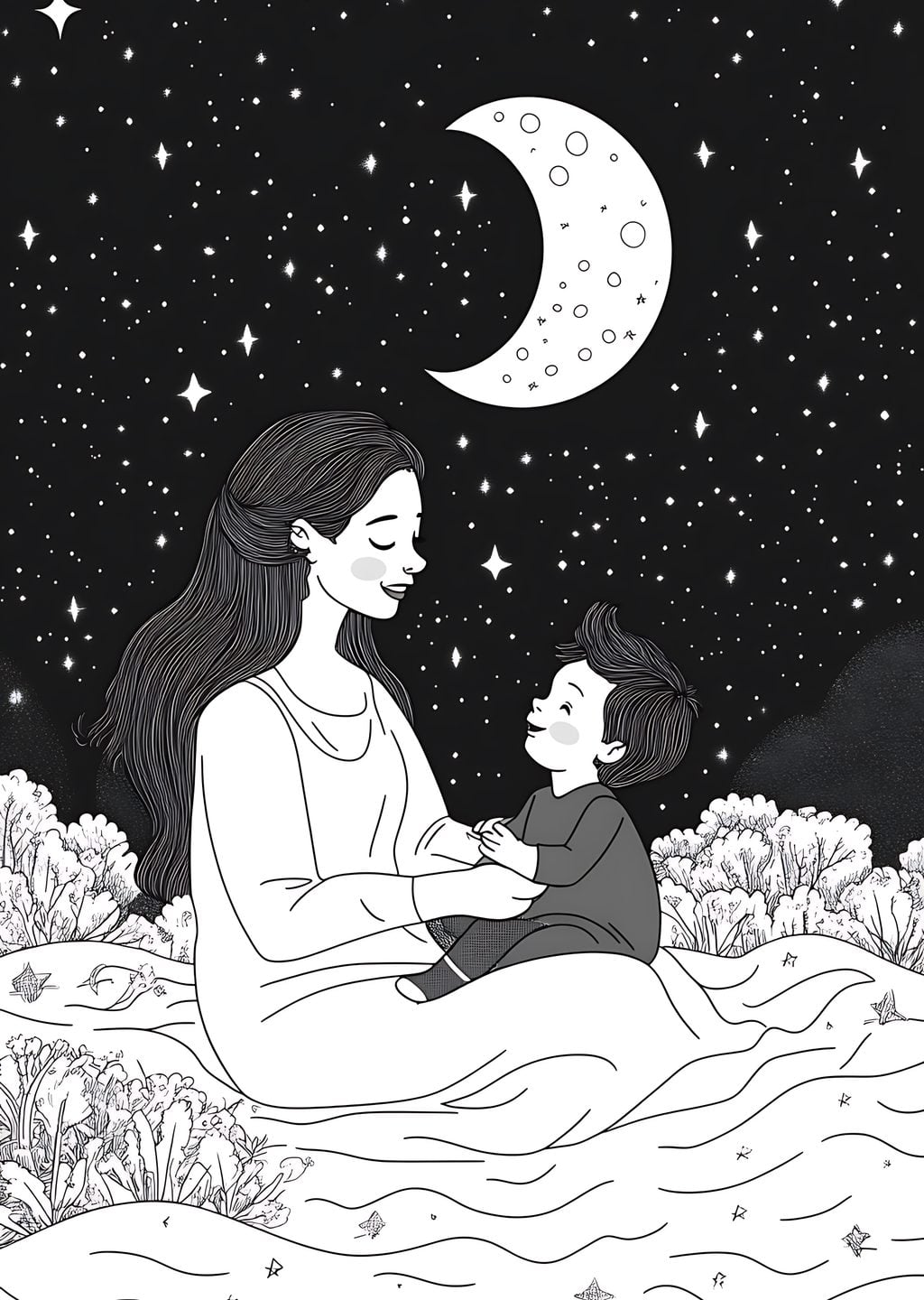 Anne ve Çocuk Yıldızlı Gece