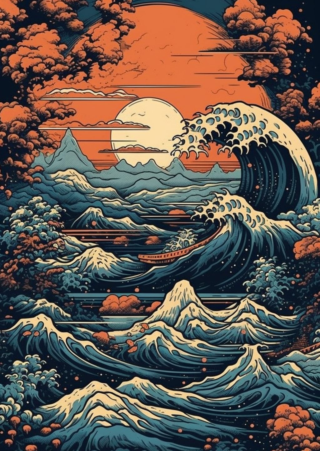 Ukiyo-e Dalgalı Deniz