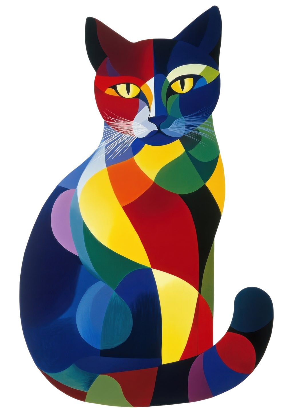 Renkli Geometrik Kedi Sanatı