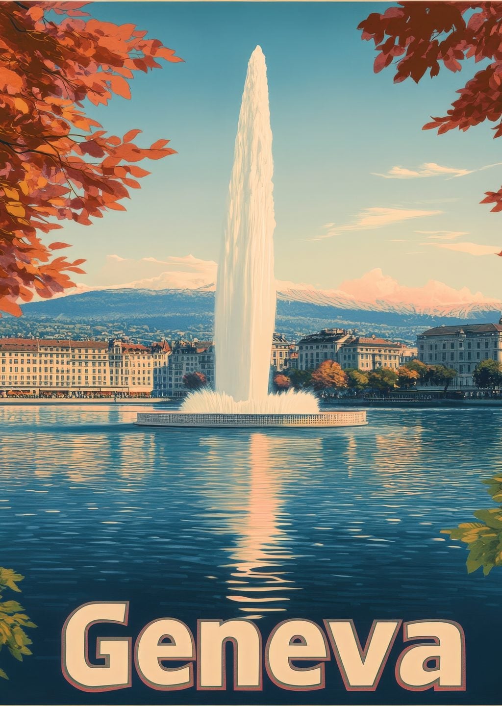 Cenevre Gölü ve Jet d'Eau