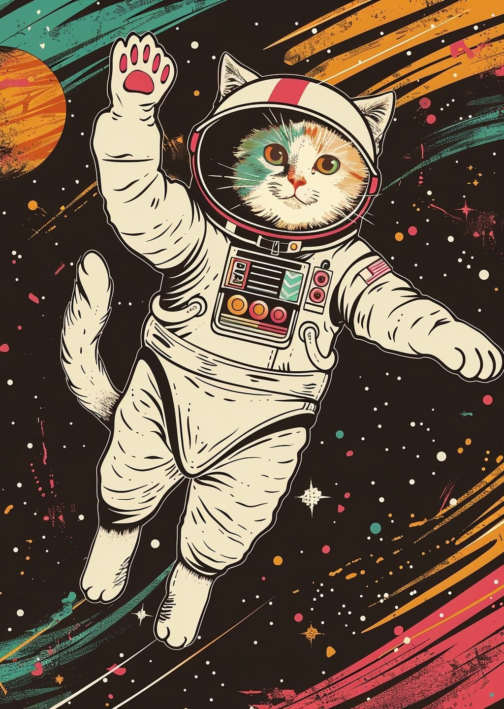 Uzayda Yüzen Astronot Kedi