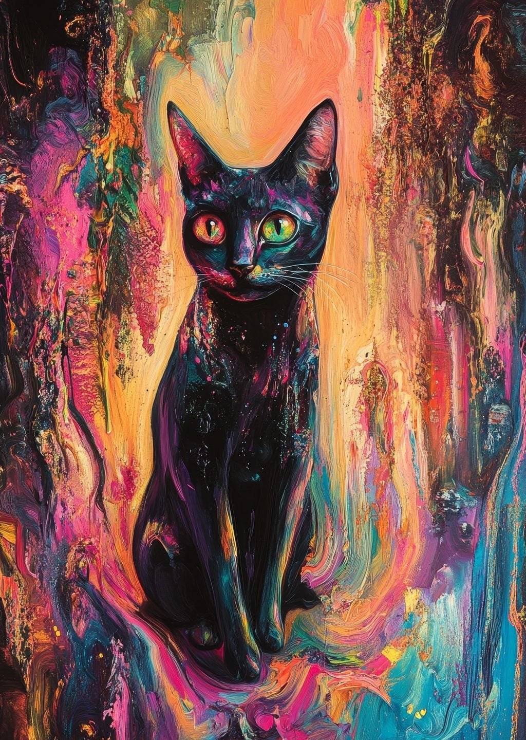 Renkli Soyut Kedi Sanatı
