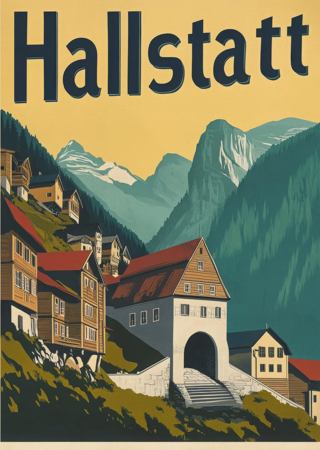 Hallstatt: Avusturya Dağ Köyü Manzarası