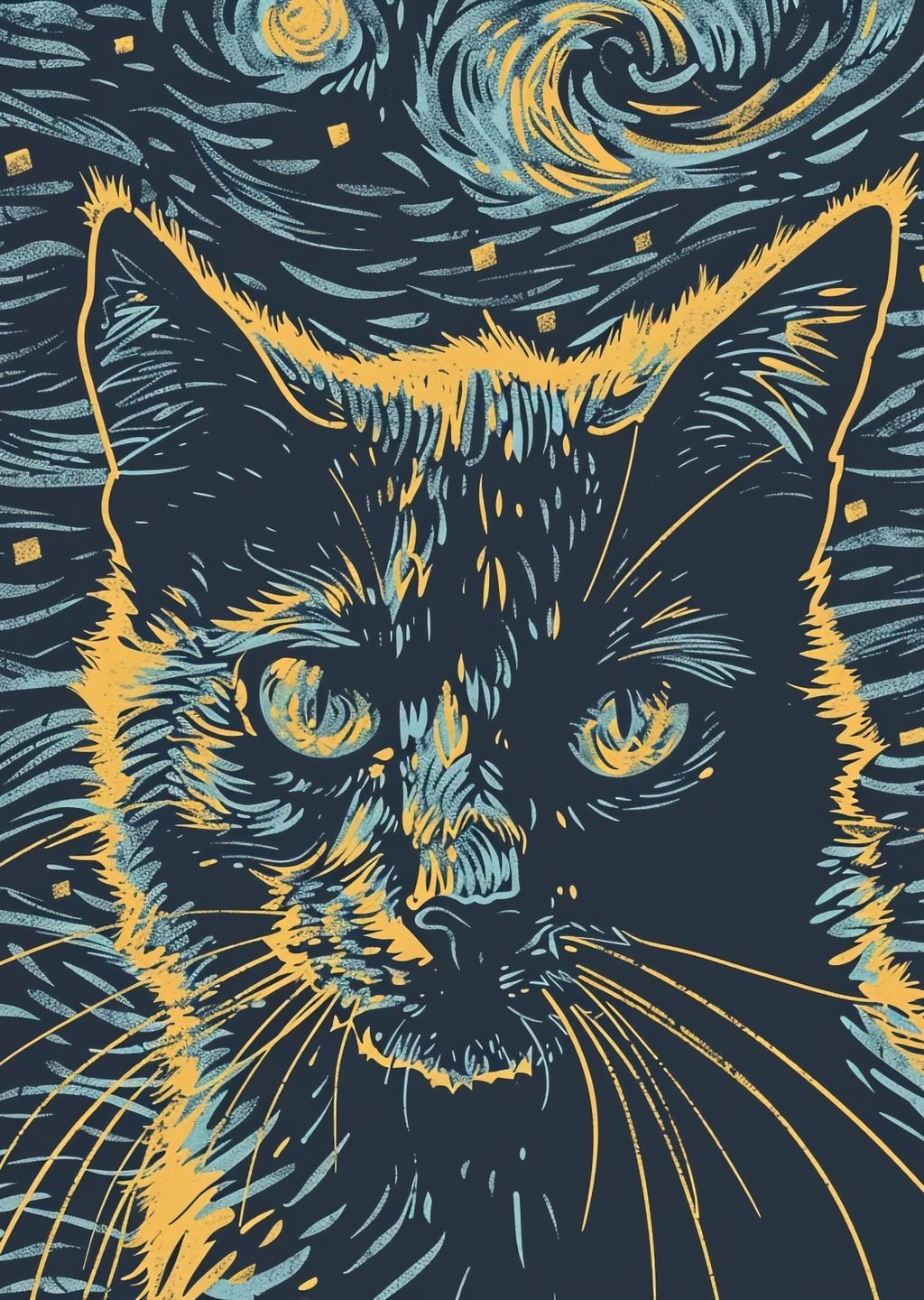 Kedi Portresi: Yıldızlı Gece Teması