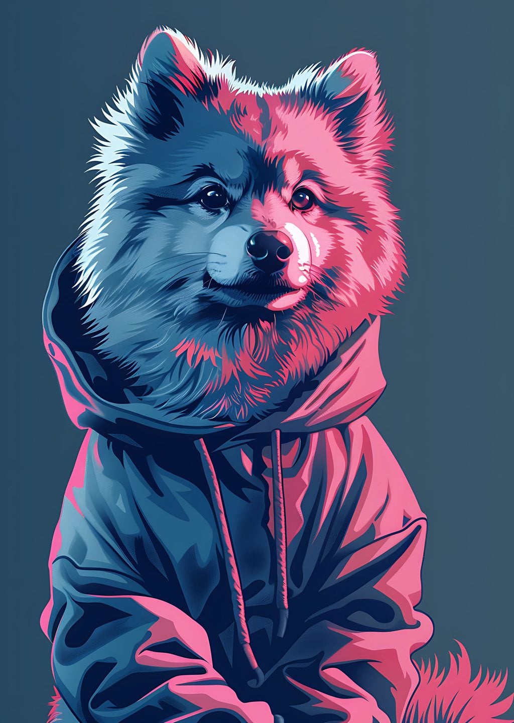 Köpek ve Hoodie: Renkli Dijital Sanat