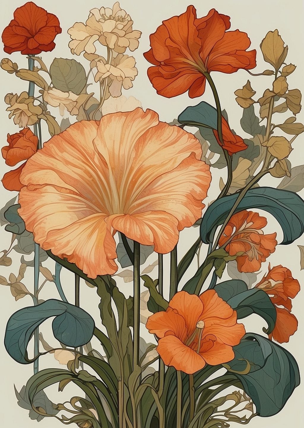 Art Nouveau Çiçek Deseni