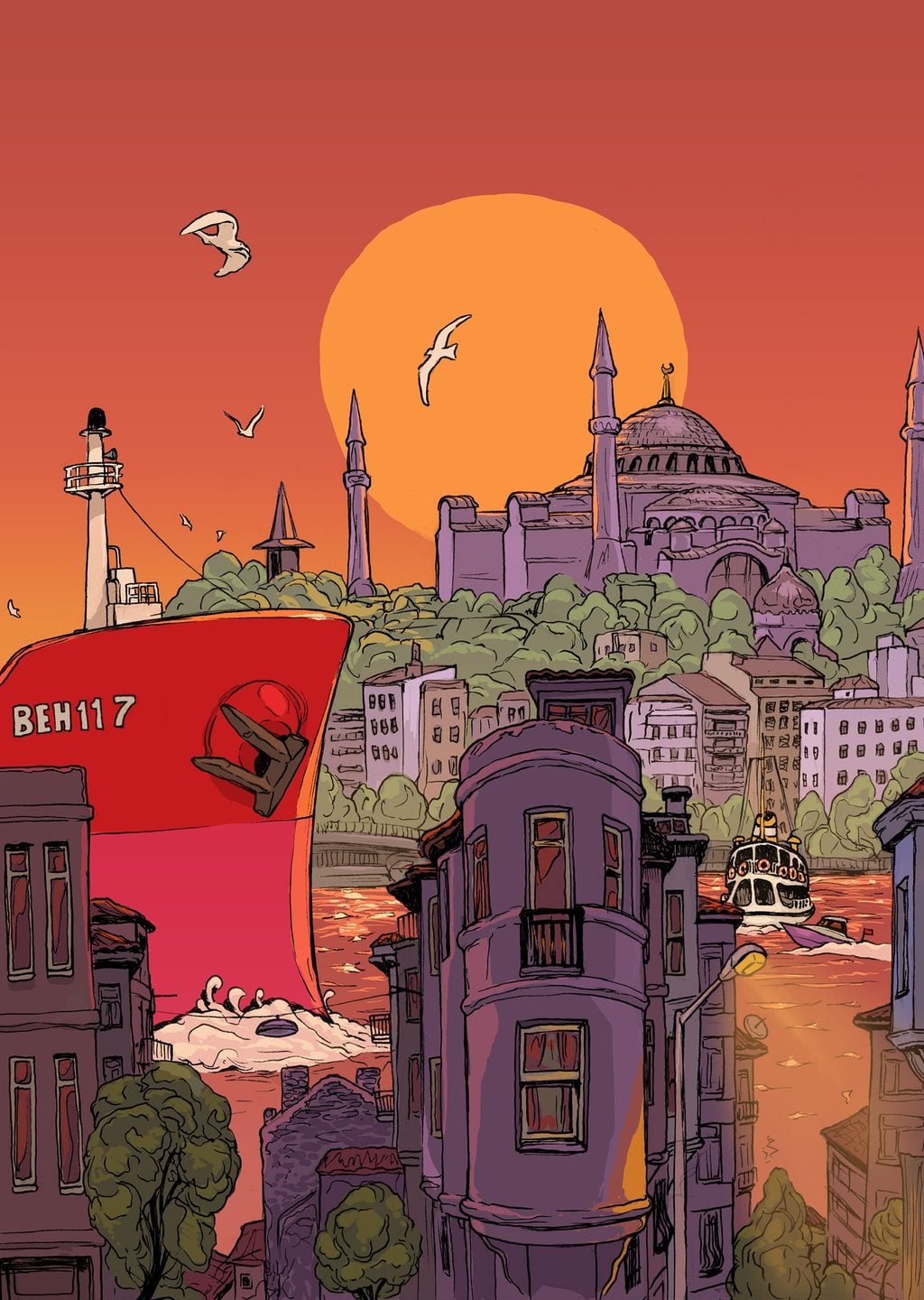 İstanbul Boğazı'nda Gün Batımı