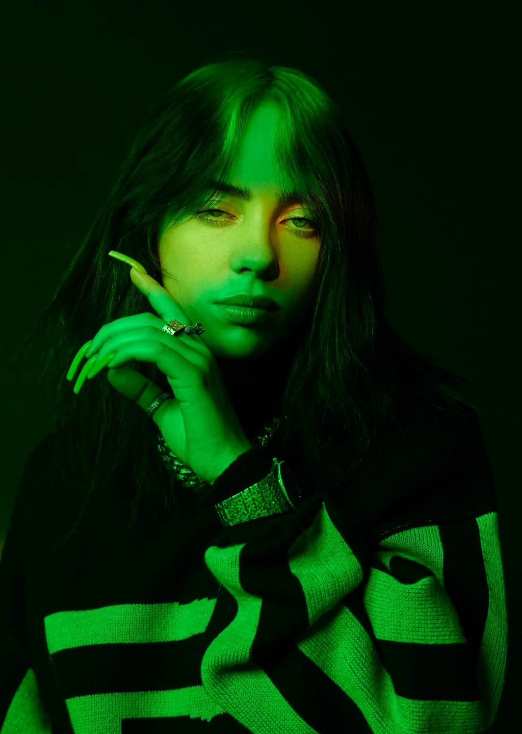 Billie Eilish Neon Yeşil Portre