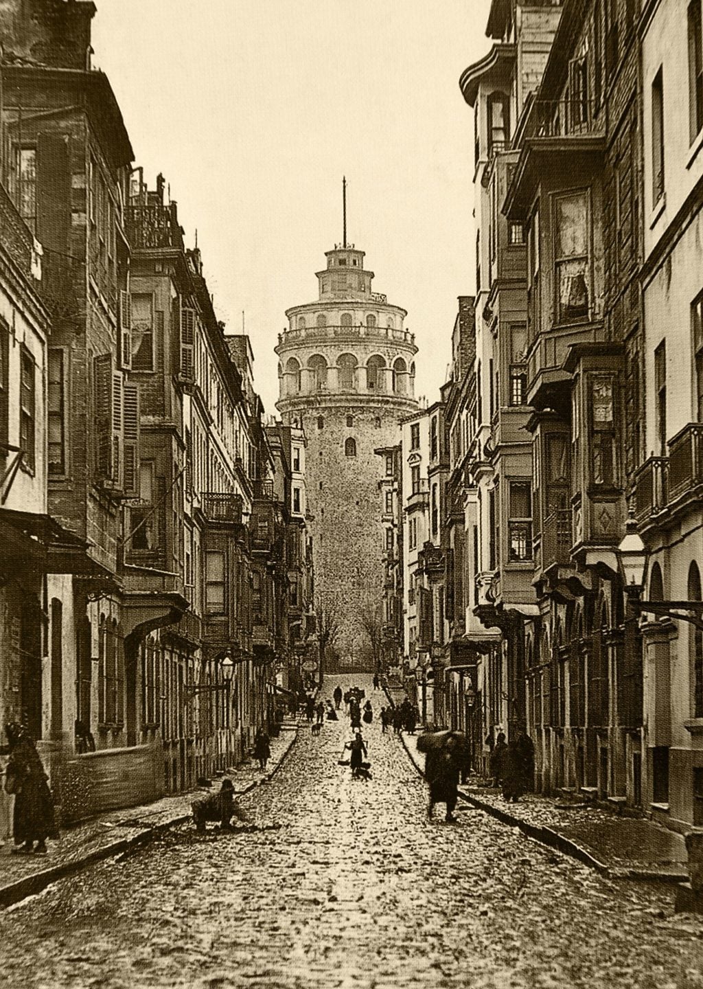 Vintage Galata Kulesi Sokak Manzarası