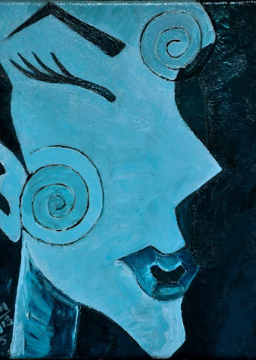Picasso Esintili Mavi Yüz Portresi