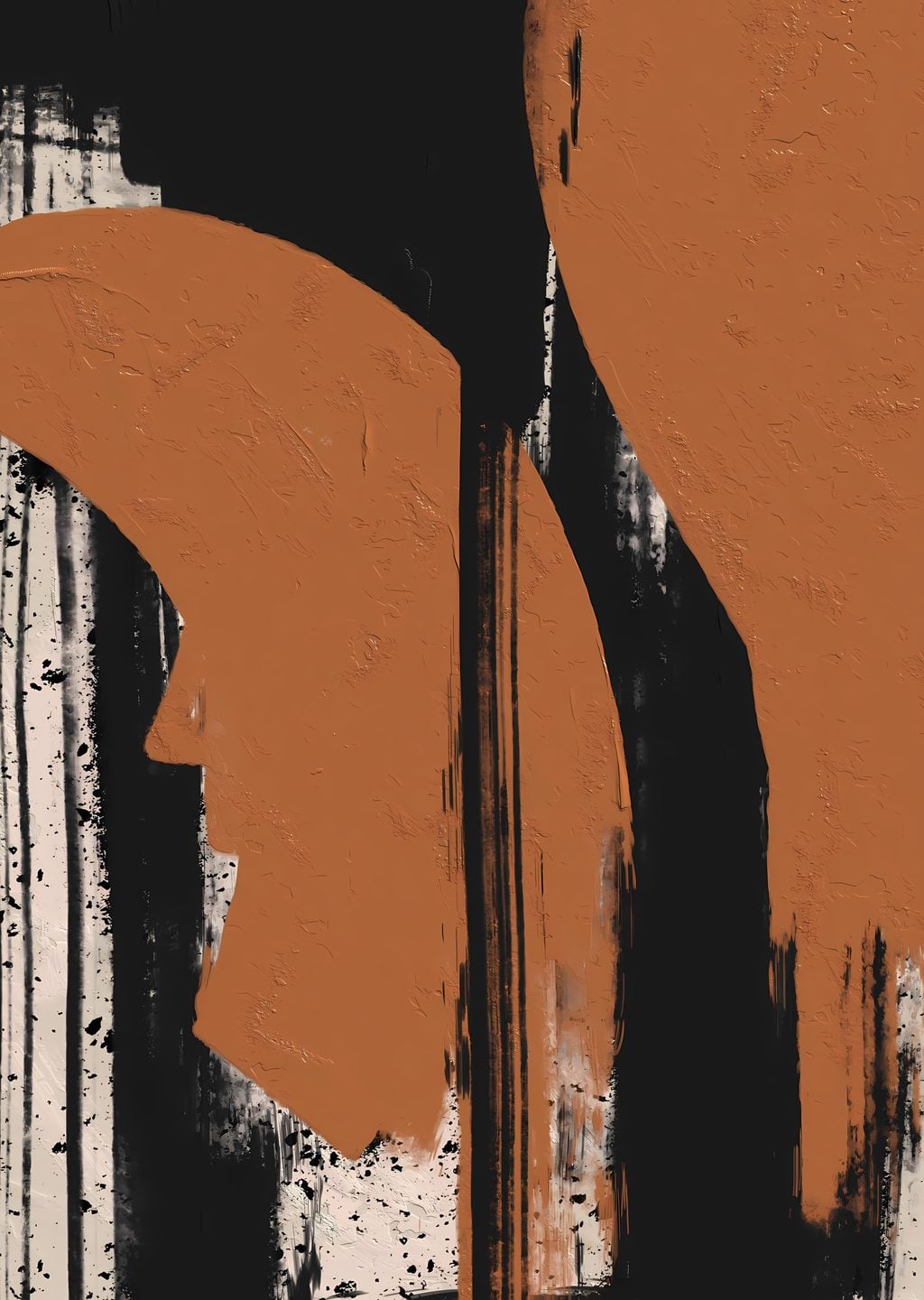 Abstract Turuncu Siyah Desen