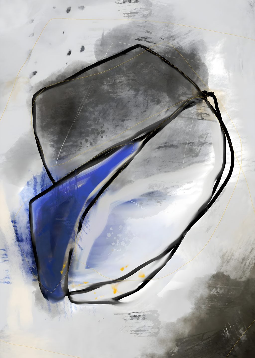 Siyah Beyaz ve Mavi Abstract Sanat