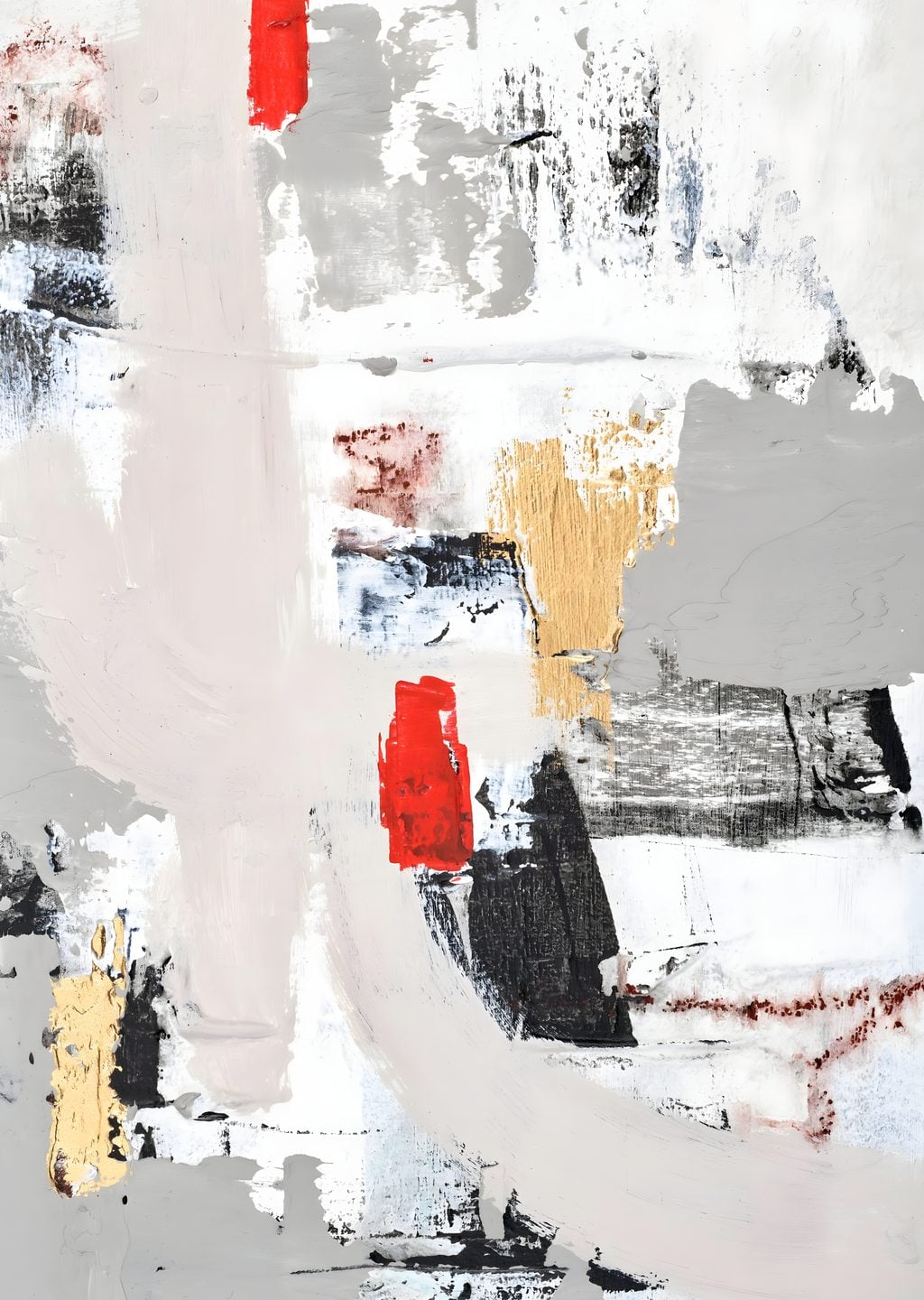 Abstract Gri Kırmızı Sarı Sanat