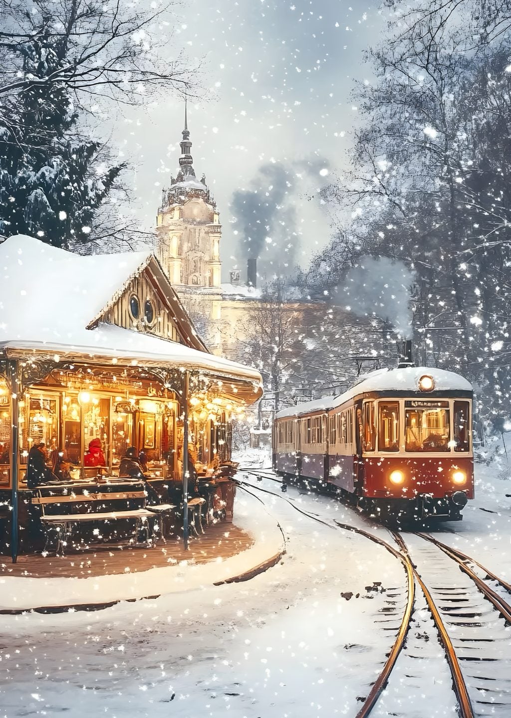 Karlı Tren Durağı
