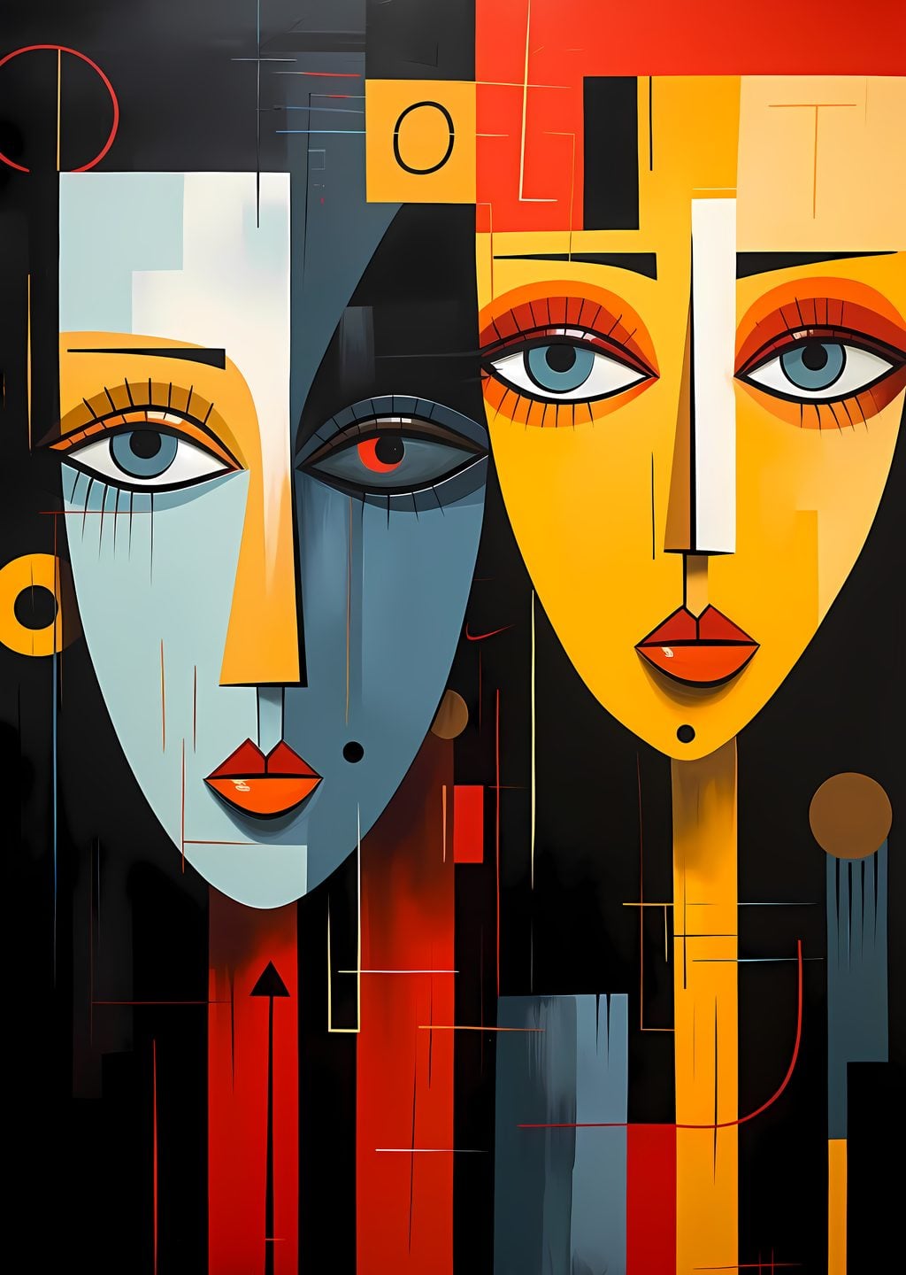 Abstract Two Women Faces