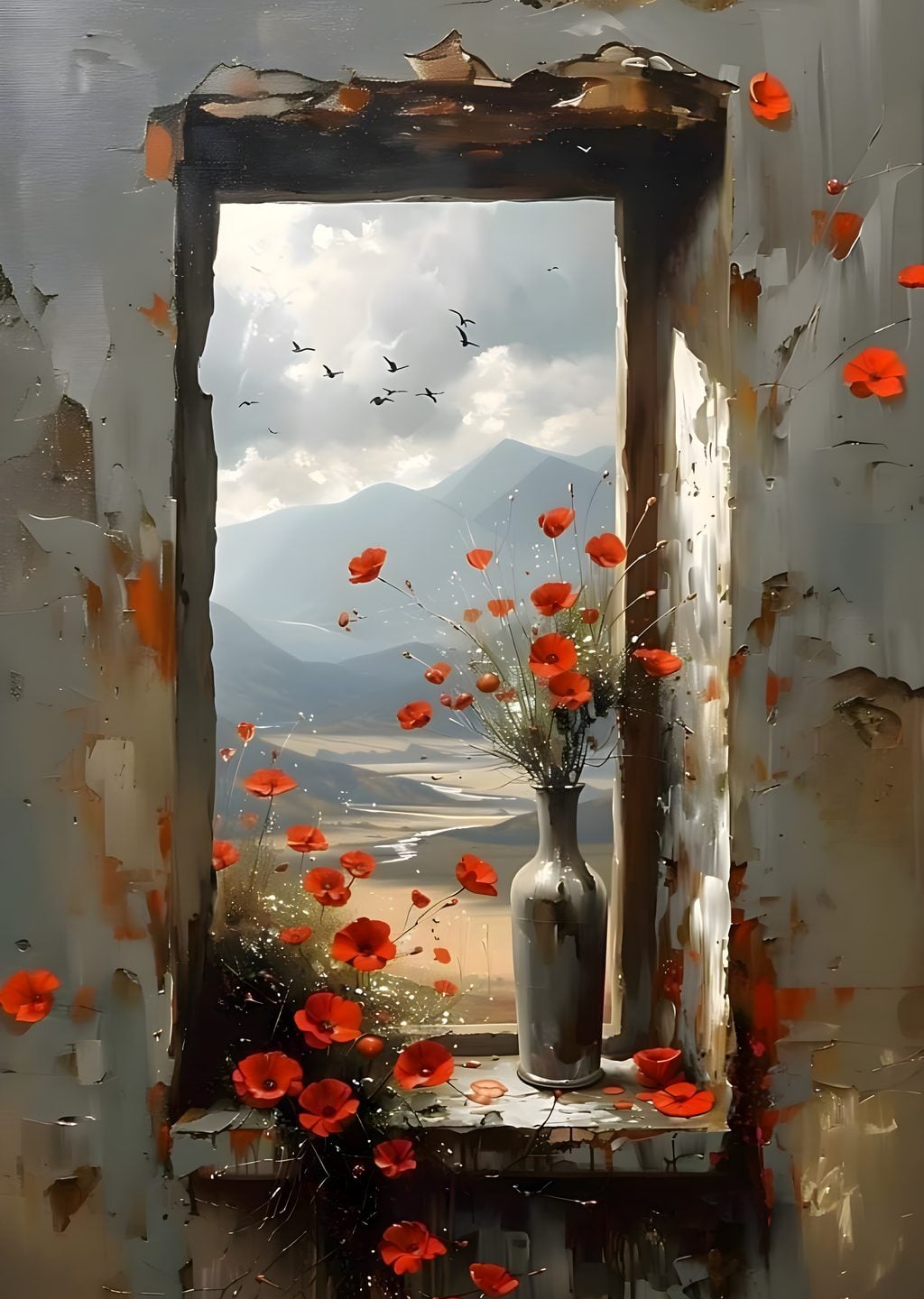 Poppy Window: Manzara ve Çiçekler