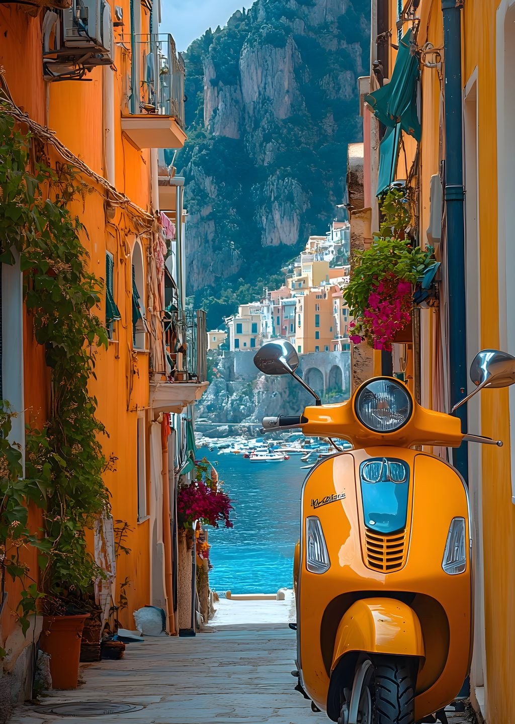 Amalfi Sahili: Sarı Vespa