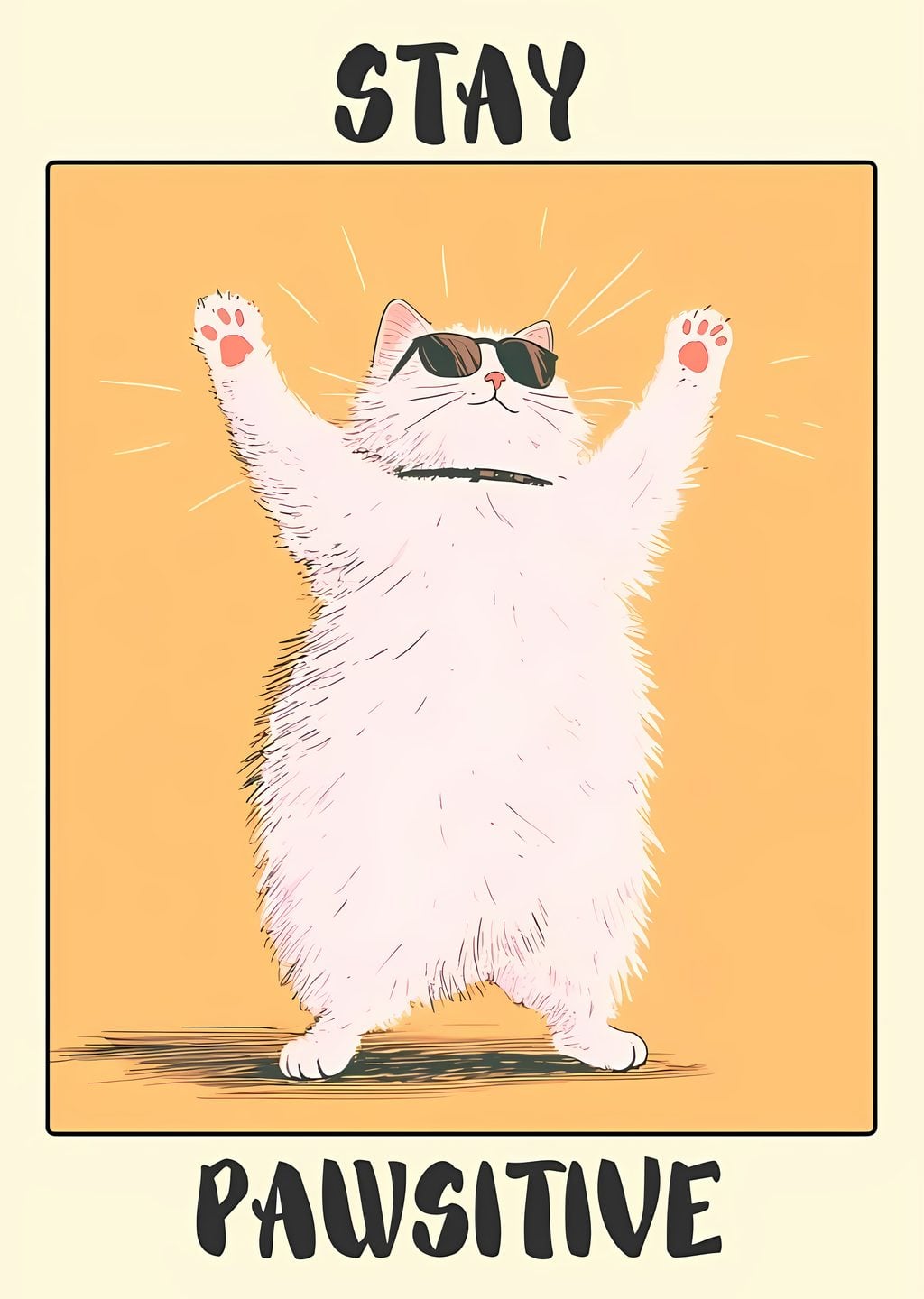 Stay Pawsitive: Sevimli Kedi Motive Edici Afiş