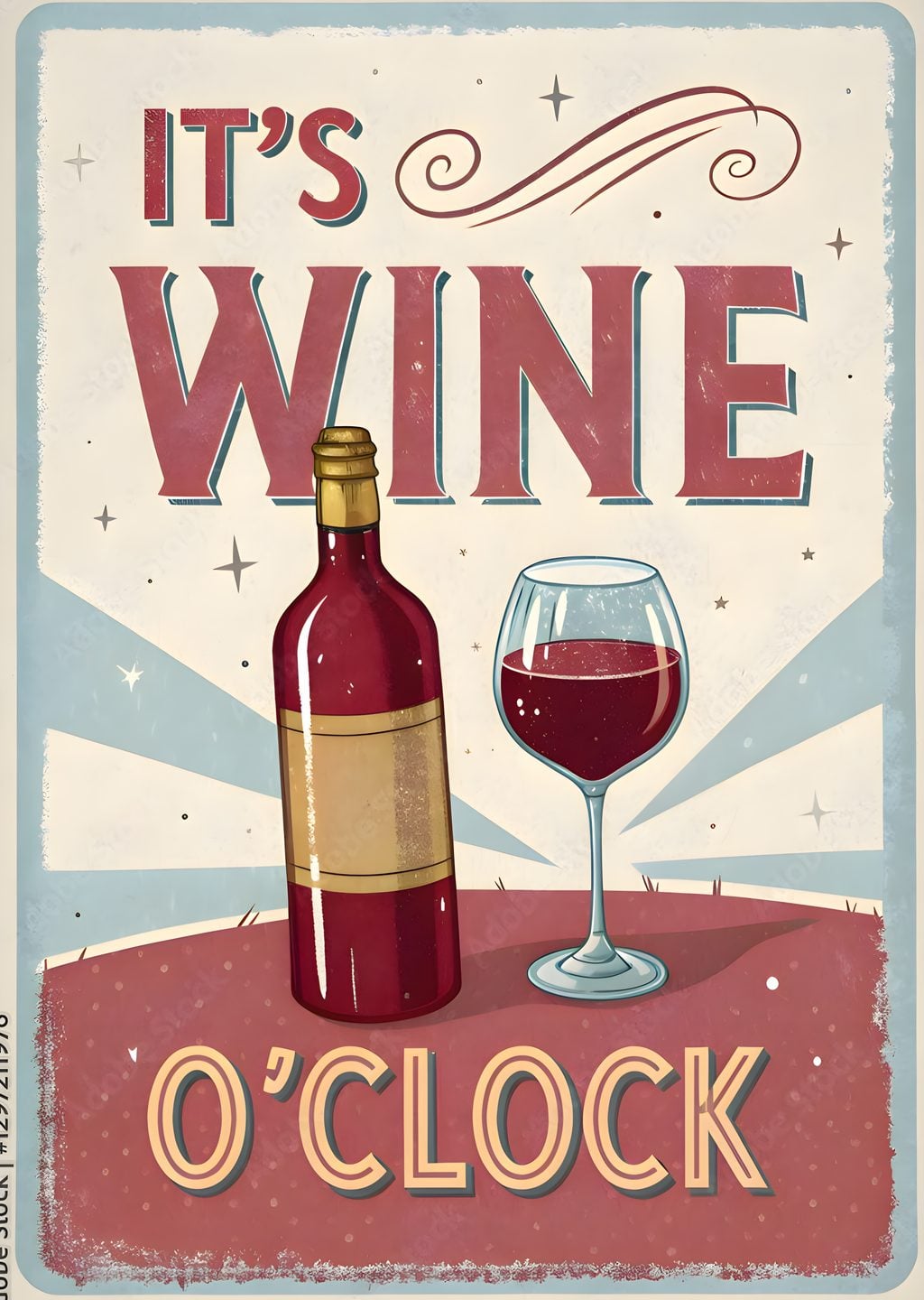 It's Wine O'Clock Vintage Poster