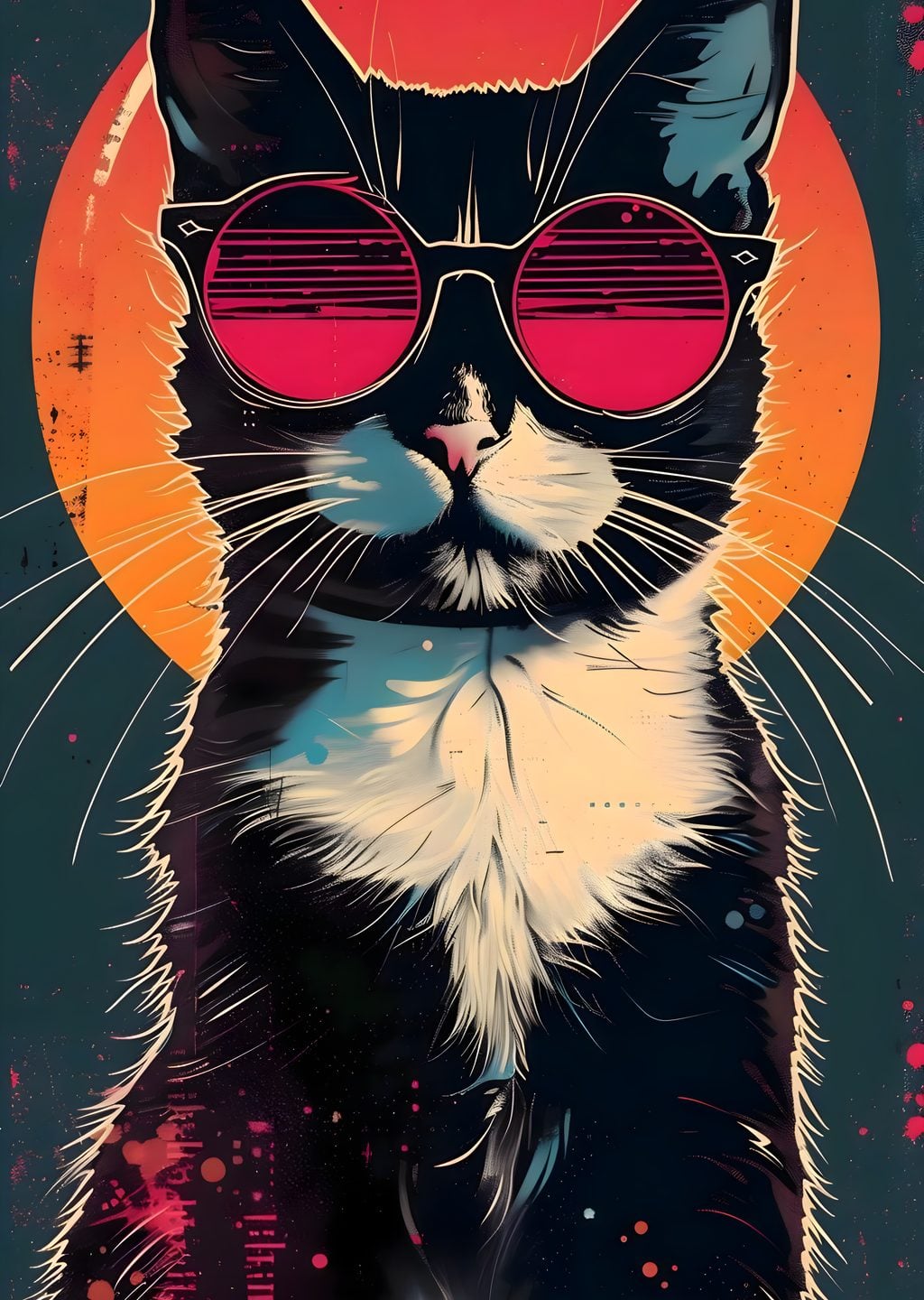 Retro Gözlüklü Kedi