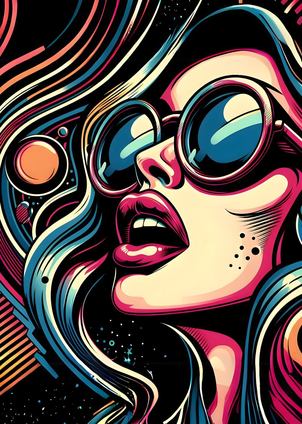 Kadın Gözlüklu Vector Sanat