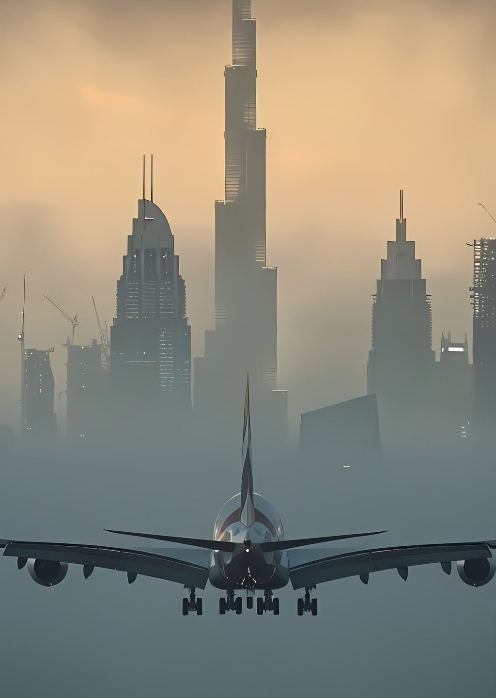 Dubai Silüeti ve Uçak