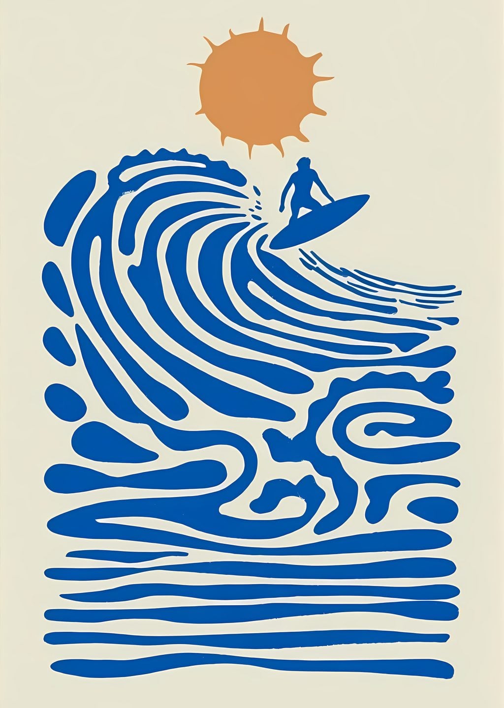 Sörfçü ve Dalga: Retro Poster