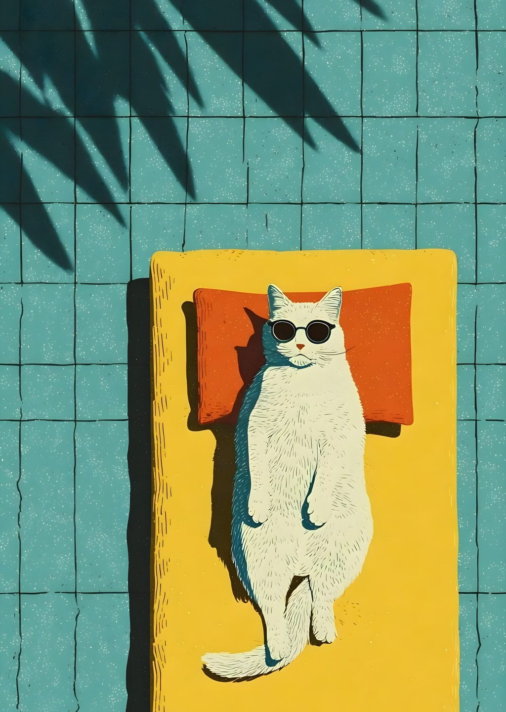 Güneşlenen Beyaz Kedi