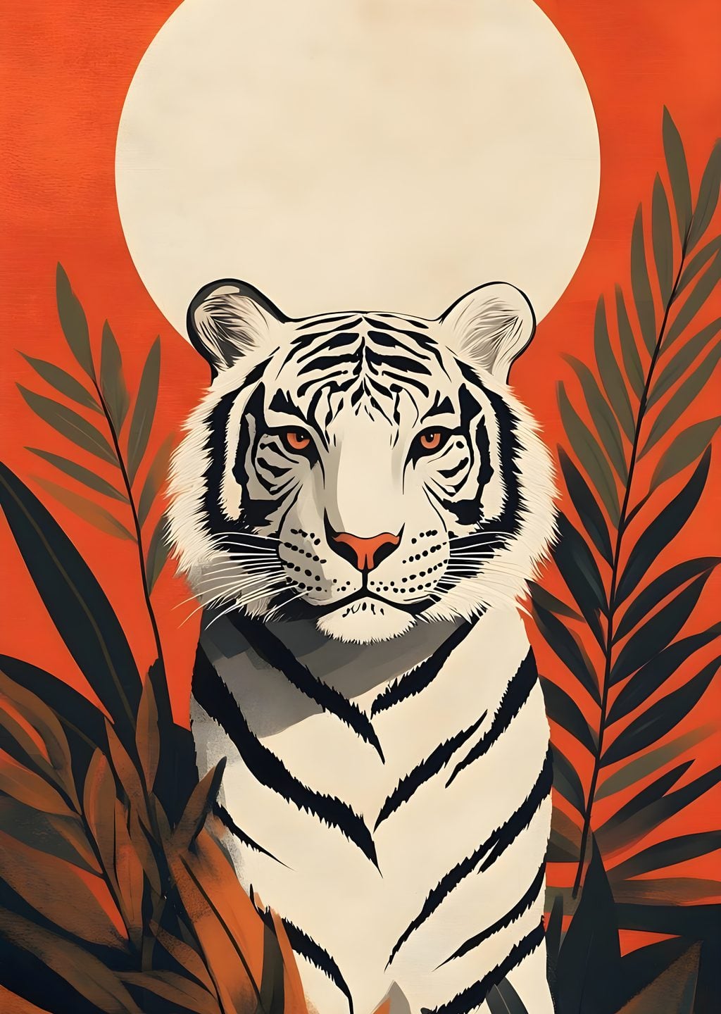 Beyaz Tiger: Yeşil Çimler ve Portakal Gölgesi