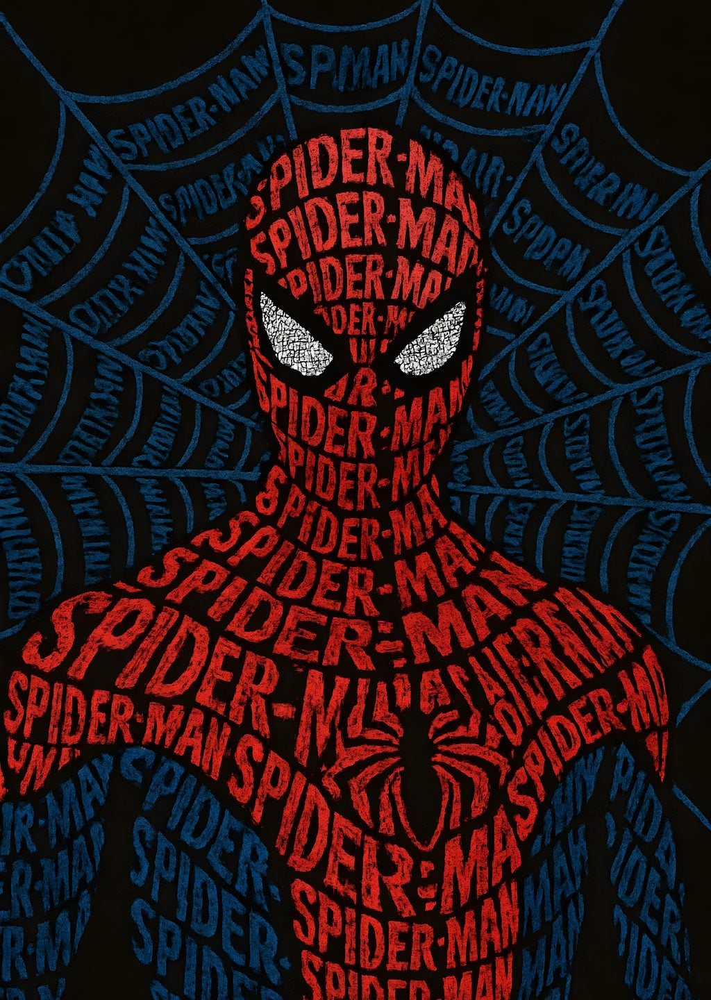 Spider-Man: Kafa ve Göğüs Metinli Desen