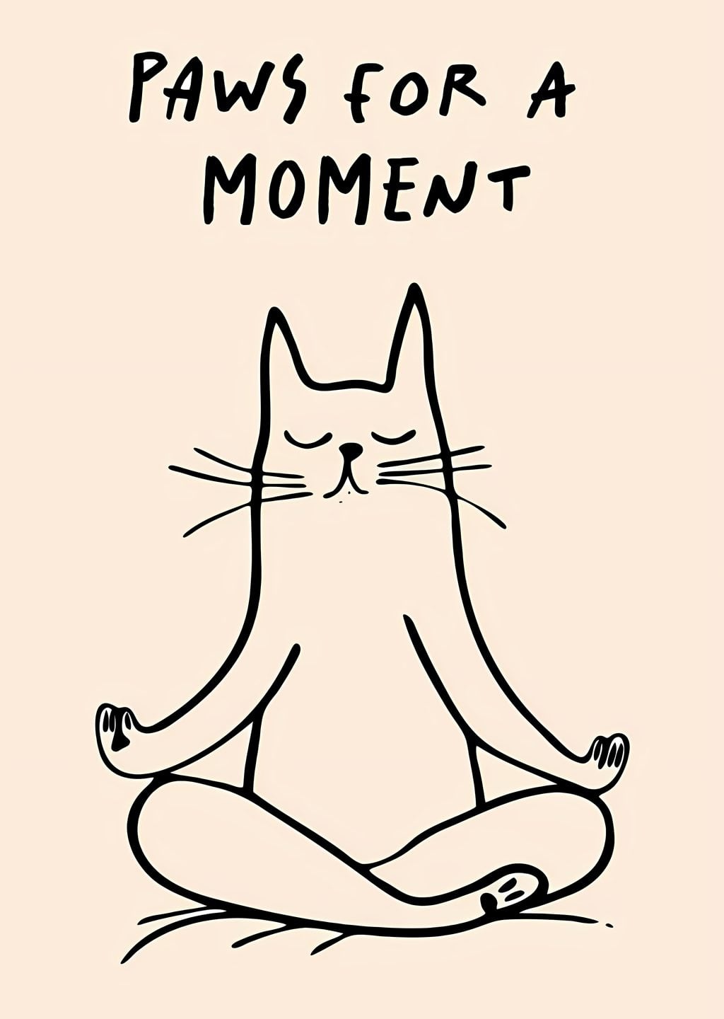 Paws for a Moment - Zen Kedi İllüstrasyonu