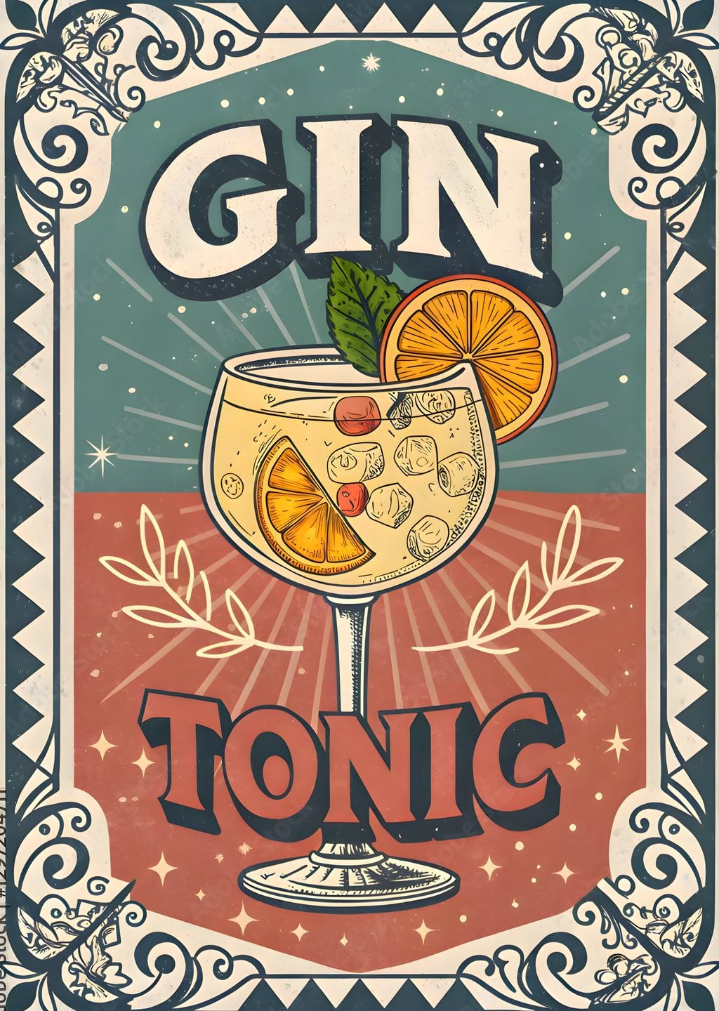 Gin Tonic Retro Poster