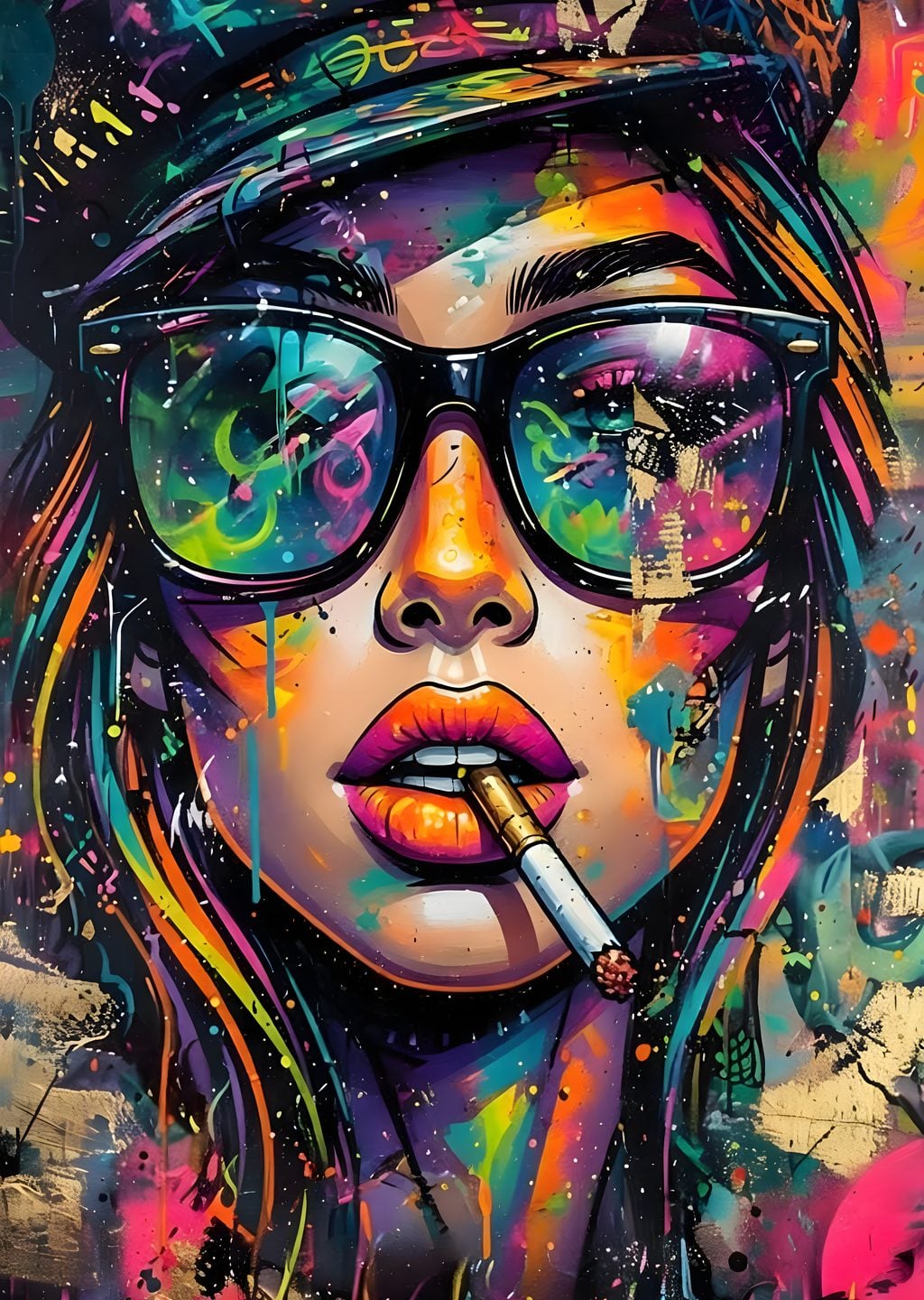 Renkli Grafiti Stili Portre