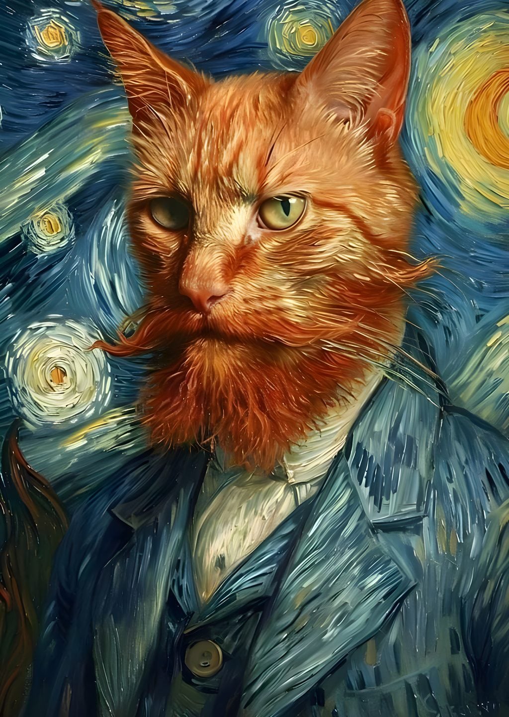 Bıyıklı Kedi: Van Gogh Stili